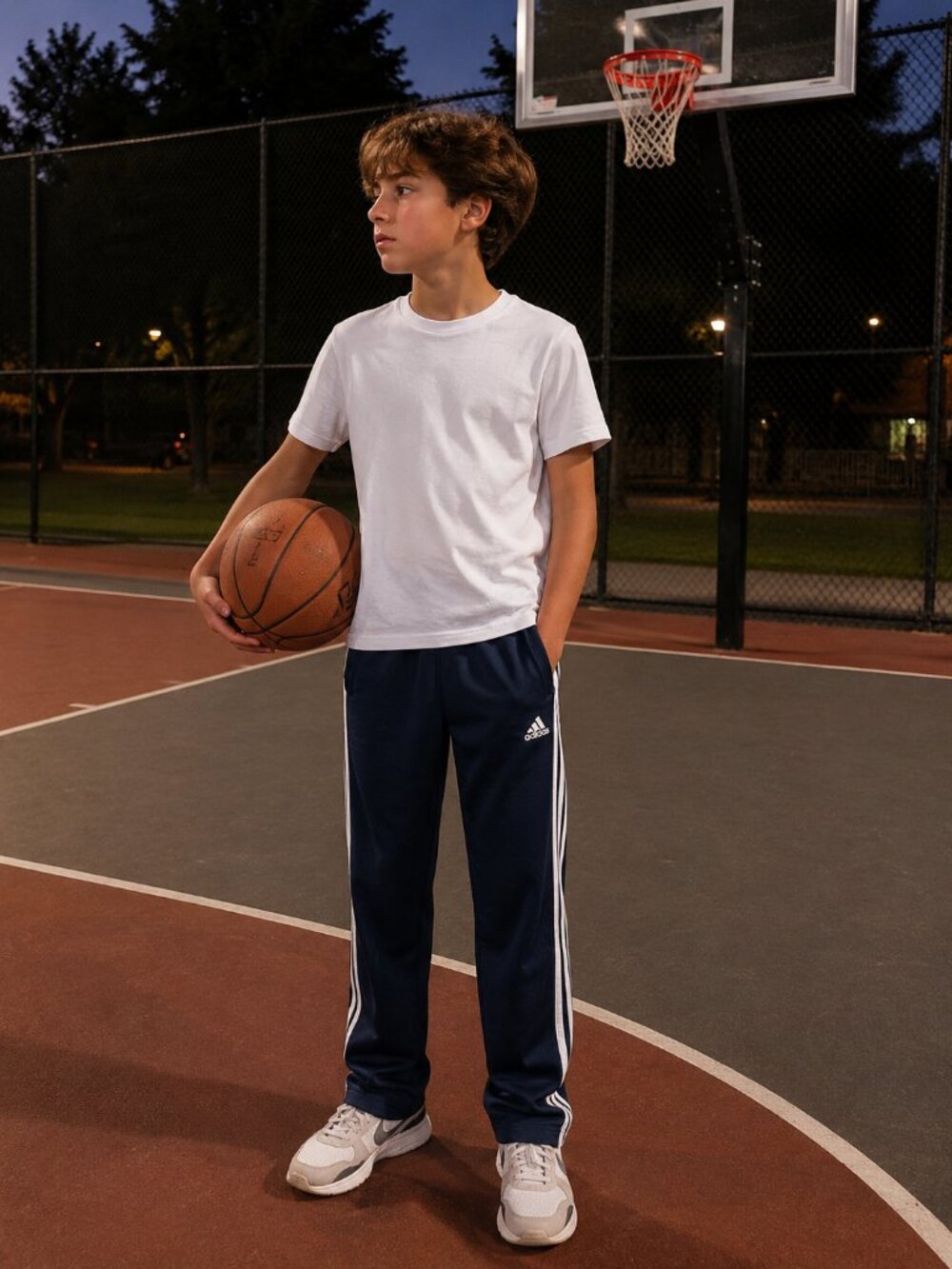 Adidas Joggers Dark Blue White Stripes Boys SZ 14-16